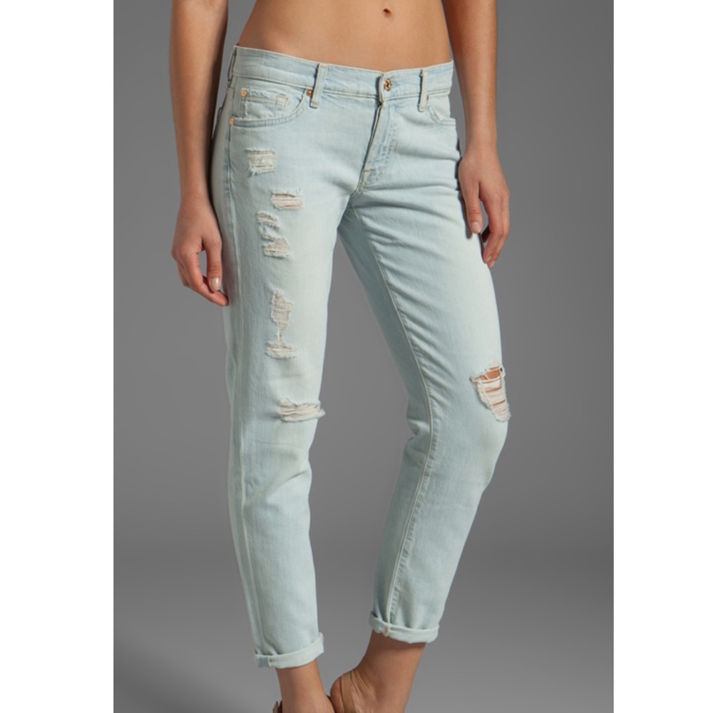 NWT 7 For All Mankind Josefina Destroyed Skinny Boyfriend Jeans 31 - Picture 1 of 12